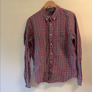 J. Crew Men's Red and Blue Plaid Button Down Shirt